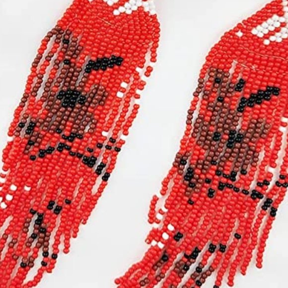 5.5" Japanese Red Sakura Blossom Cherry Flower Oversized Earrings New - Picture 6 of 6